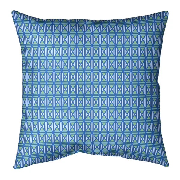 Blue Feature Two Color Lined Diamonds Throw Pillow - 26 x 26 - Blue & Orange - Polyester