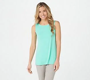 Susan Graver Modern Essentials Liquid Knit Tanktop - Size 3X, Mint Splash