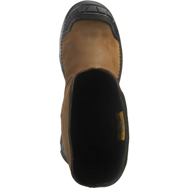Men's Caterpillar Combine Pull on Waterproof Composite Toe Boot, Size: 11.5, Brown