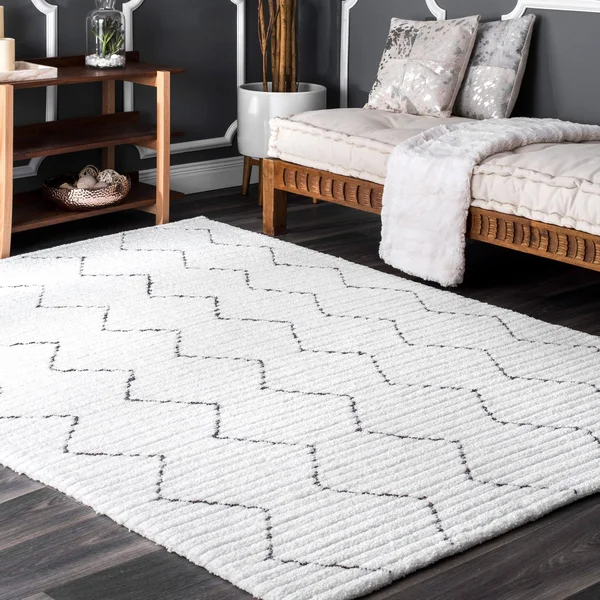 nuLOOM HJAL02A-406 Hand Tufted Sheilah Rug White - 4 ft. x 6 ft.