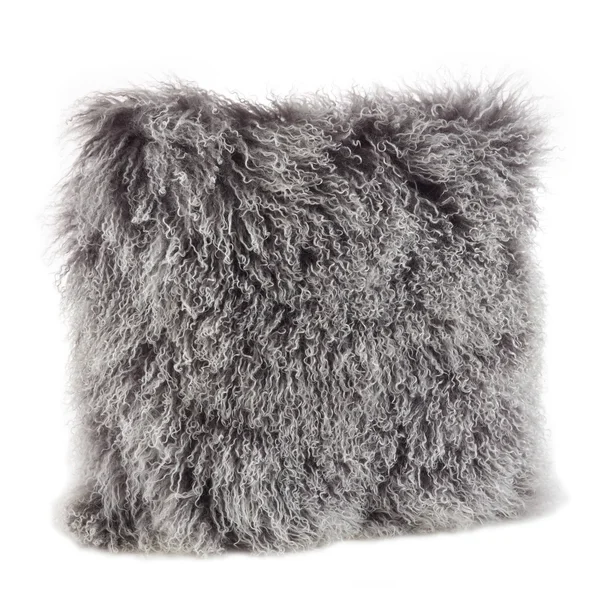 Saro Lifestyle 3564.CK20S Mongolian Lamb Fur 100% Wool Poly Filled Throw Pillow, Charcoal, 20x22