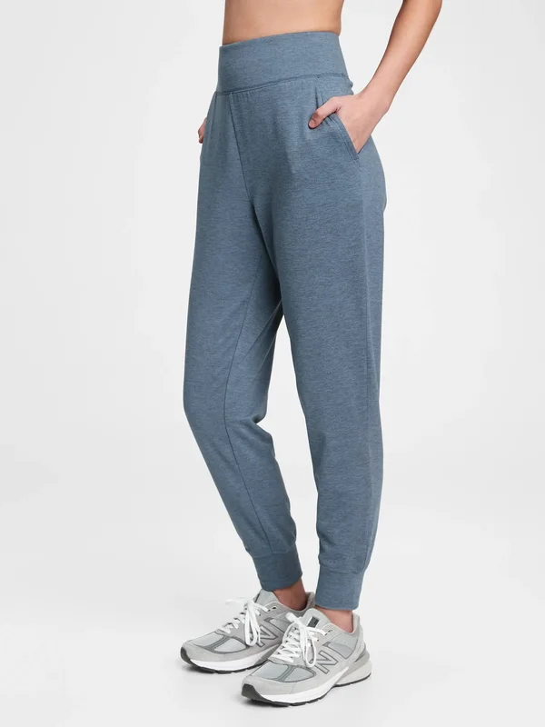 Gap Women's Gapfit High Rise Brushed Tech Jersey Joggers Blue Pearl Petite Size S