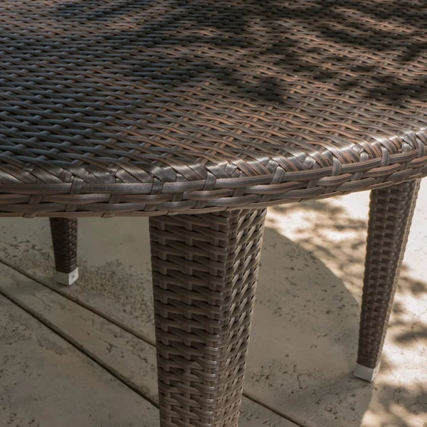 Dunedain Outdoor Round Wicker Dining Table - Gray - Grey
