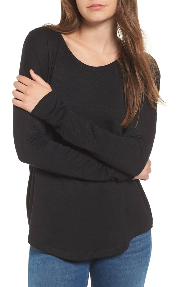 Rag & Bone Hudson Long Sleeve Tee x Small - Black