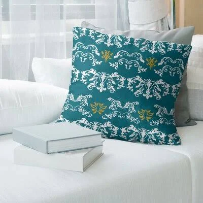 Jacksonville Football Baroque Square Pillow Cover East Urban Home Color: Blue/White/Yellow - Size: 18x22 x 18
