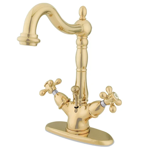 Kingston Brass Heritage Two Handle Mono Deck Lavatory Faucet with Brass Pop-Up &