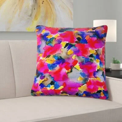 Couch Floral Color I Throw Pillow East Urban Home Color: Red/Orange/Blue, Size: 16x22 x 16x22