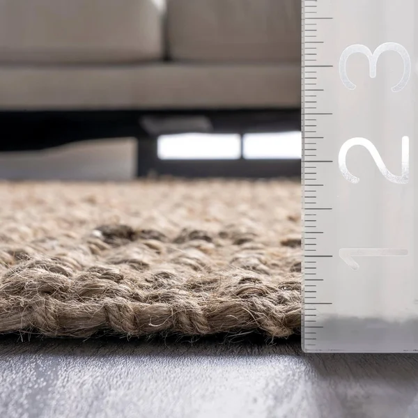 nuLOOM Beige Chunky Loop Jute Rug 6& Square