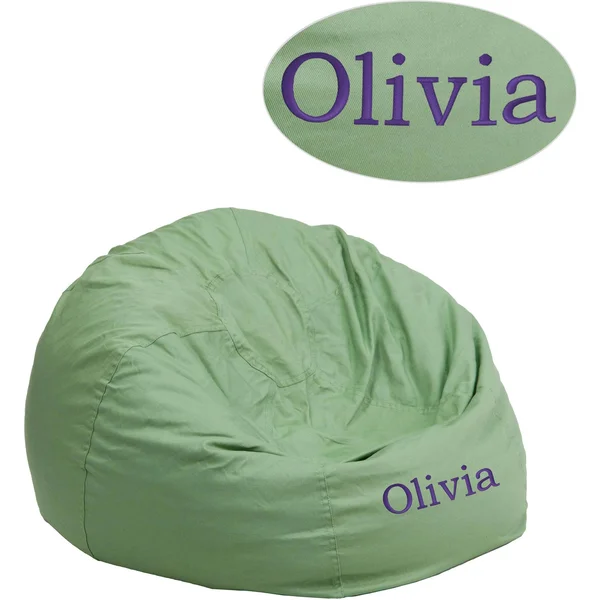 Flash Furniture Personalized Small Solid Green Kids Bean Bag Chair