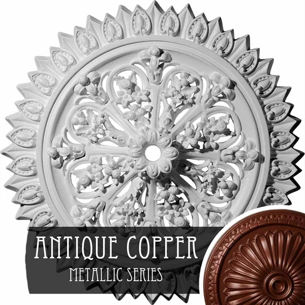 24 3/4x22OD 1 3/8x22ID x 3 1/4x22P Lariah Ceiling Medallion (Fits Canopies Up to 1 3/8x22) - Hand-Painted Copper Green Patina