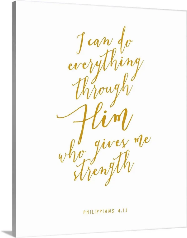 Philippians 4:13 - Scripture Art in Gold and White, Canvas Wall Art, 16x20, Great Big Canvas
