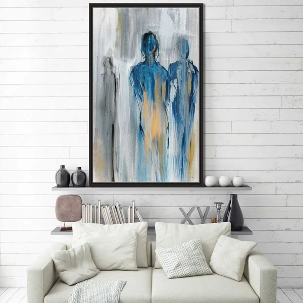 Just A Memory II by Susan Jill Print on Canvas in Floating Frame - Blue - 21.5x22 W x 33.5x22 H x 2x22 D