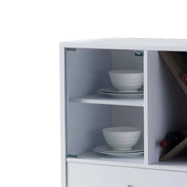 Wooden Buffet with Two Glass Paned Door and Four Interior Shelves White and Brown