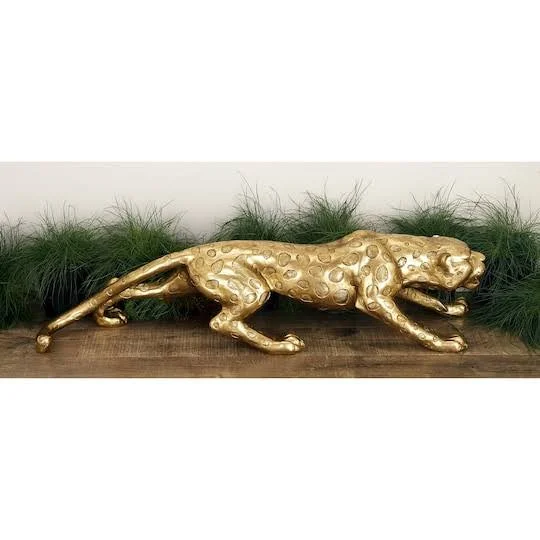 11x22 Gold Polystone Glam Leopard Sculpture by Ivory and Iris - Michaels