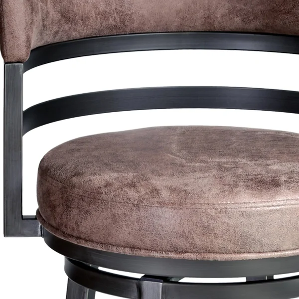 Armen Living Titana 30 inch Barstool in Mineral Finish with Bandero Tobacco Upholstery