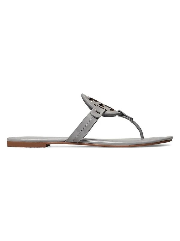 Tory Burch Women's Miller Thong Sandals - Malta Gray Patent Leather