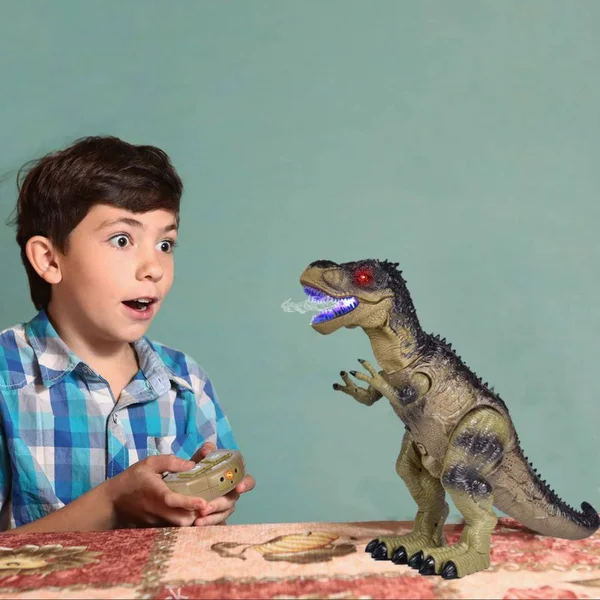 Remote Control Dinosaur for Kids - Electronic Walking & Spray Mist Large Dinosaur Toys with Glowing Eyes, Roaring Dinosaur So