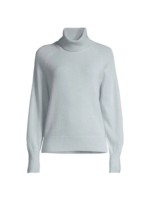 White + Warren Women's Cashmere Turtleneck Sweater - Day Light Blue - Size Xs