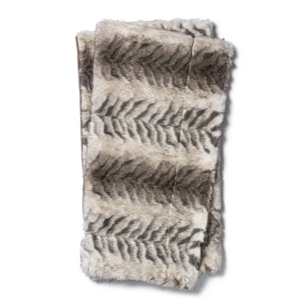 Alexander Home Plush Faux Fur Throw Blanket, White/Grey