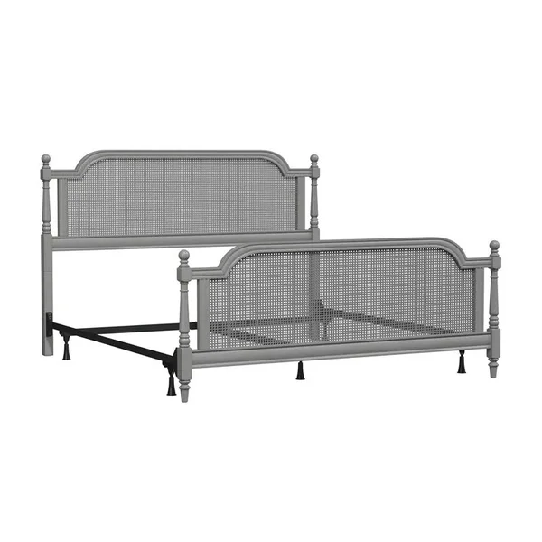 Hillsdale Furniture Melanie Wood and Cane Bed, French Gray (Queen)