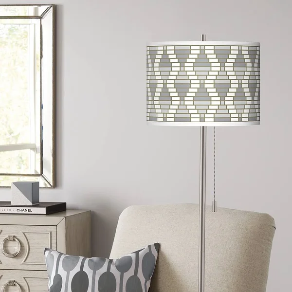 Giclee Glow Stepping Out Brushed Nickel Pull Chain Floor Lamp, Gray