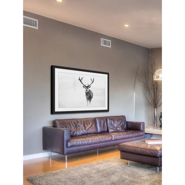 Elk Stare Framed Painting Print - Size: 16 inch x 24 inch, Black