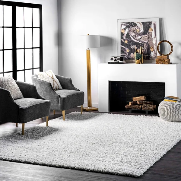 nuLOOM White Shag Rug 10&x13&