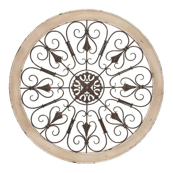 36 in. Scrollwork Medallion Framed Wooden Wall Art