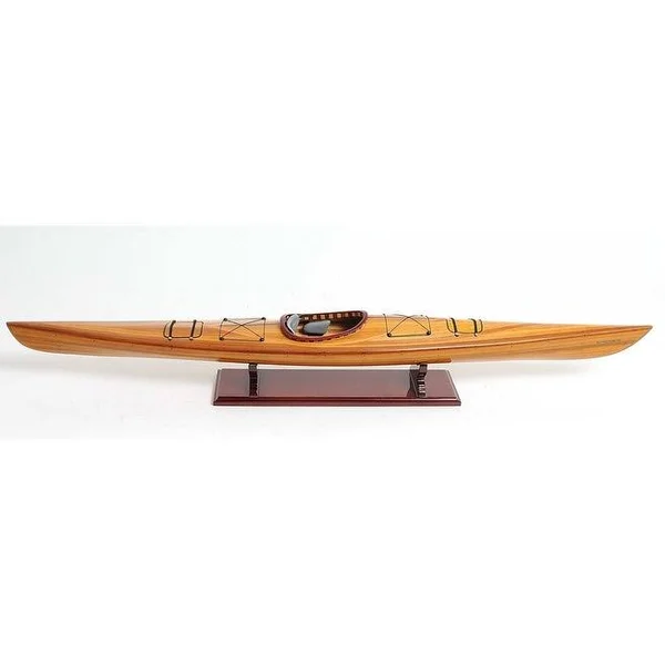Rich Cedar Kayak Model Sculpture - LxWxH : 42x5.5x5x22 - Wooden - LxWxH : 42x5.5x5x22