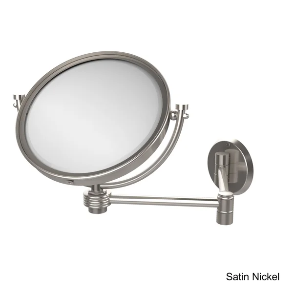 Allied Brass 8 inch Wall Mounted Extending Make-Up Mirror 5X Magnification Groovy Accent Matte Black