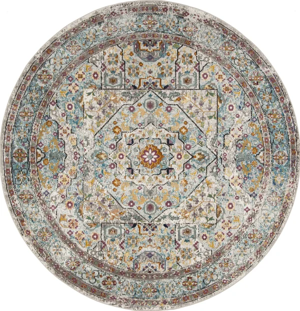 Safavieh Aria ARA199C 6&5x22 x 6&5x22 Round Cream, Blue Area Rug