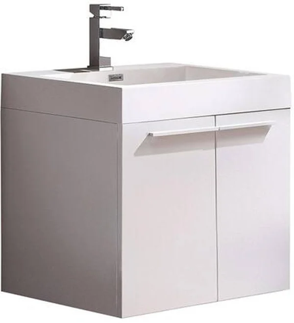 Fresca Alto White Modern Bathroom Cabinet with Integrated Sink, White
