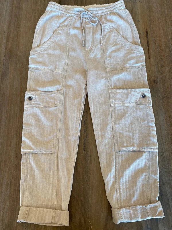 Free People Feelin& Good Utility Pull-On Pants - Ivory