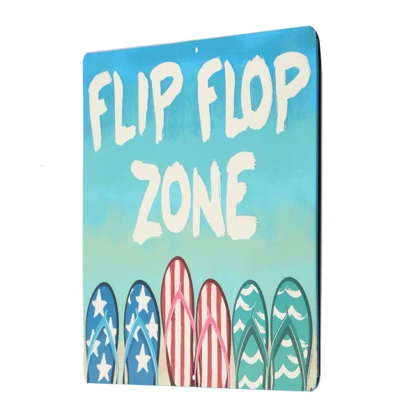 Open Road Brands 90160783-S Flip Flop Zone Embossed Tin Sign