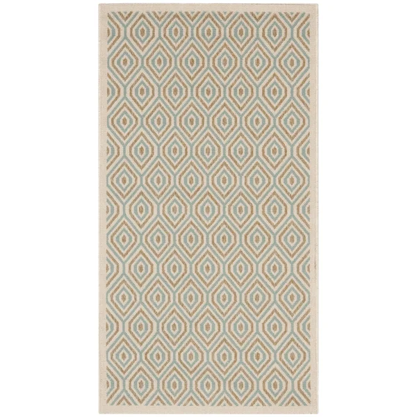 Safavieh Veranda Cream/Aqua 5 ft. 3 in. x 7 ft. 7 in. Indoor/Outdoor Area Rug