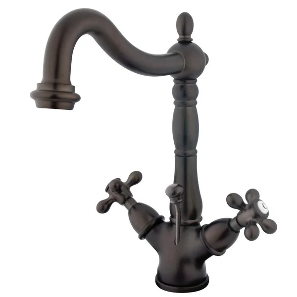 Kingston Brass Heritage Two Handle Mono Deck Lavatory Faucet with Brass Pop-Up &