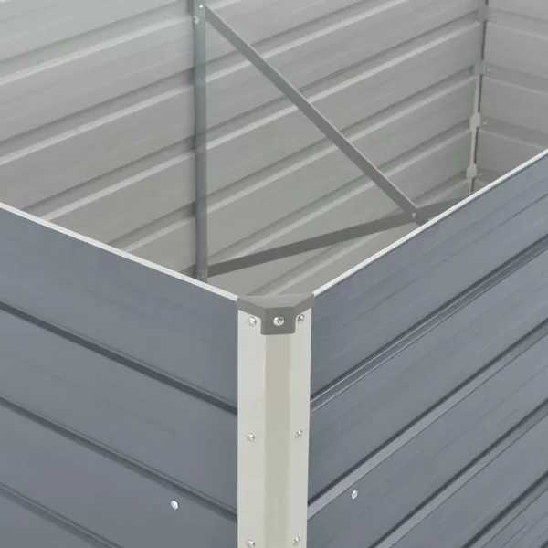 vidaXL Raised Garden Bed 63x22x31.5x22x17.7x22 Galvanized Steel Gray