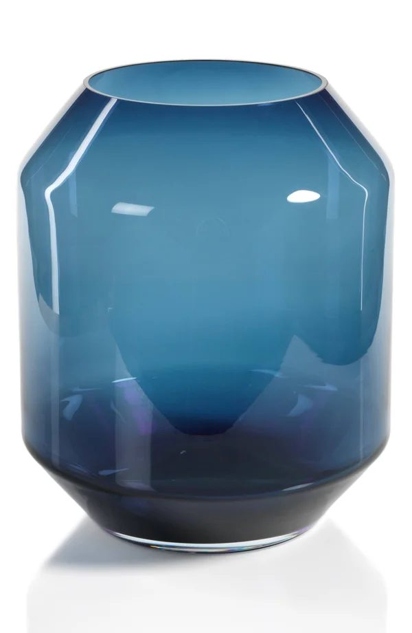 Zodax Costa Nova 14.25x22 Tall Glass Hurricane, Midnight Blue