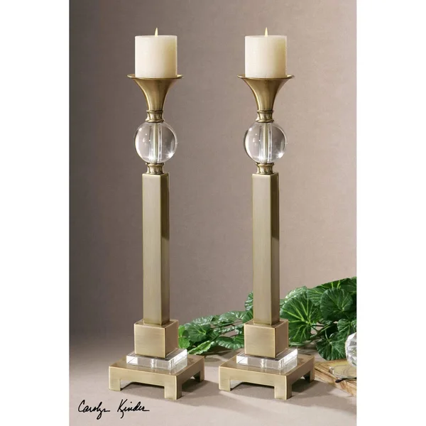 Uttermost Euron Coffee Bronze Candleholders Set of 2