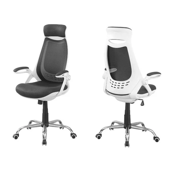 Pemberly Row Adjustable High Back Office Chair in White and Gray