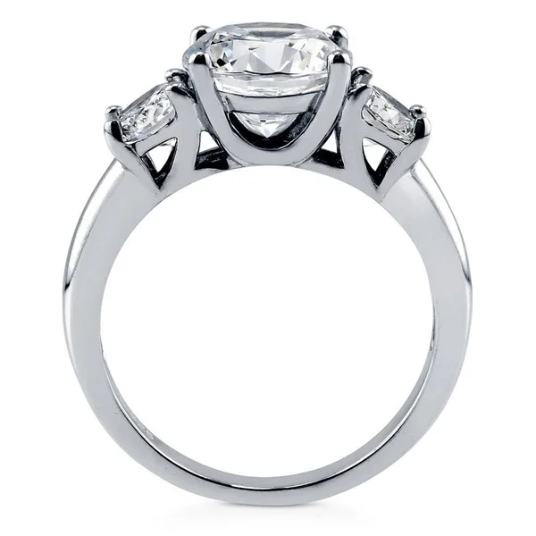 BERRICLE Sterling Silver Round Cubic Zirconia CZ 3-Stone Anniversary Wedding Engagement Ring 3.1 CTW Size 9