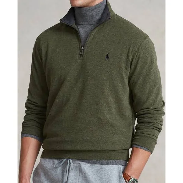 Ralph Lauren Men's Luxury Jersey Quarter-Zip Pullover - Size Xs in Alpine Heather/C9760
