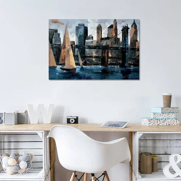 Marti Bofarull Canvas Art Prints - Sailboat in Manhattan II ( places > North America > United States > New York u003