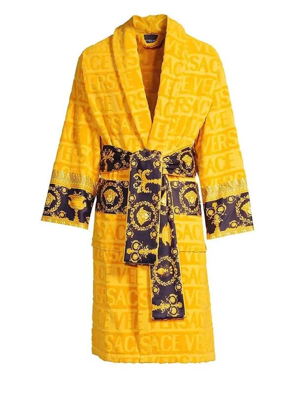 Versace Men's Barocco Sleeve Robe, Gold, Men's, XL