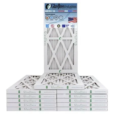 Glasfloss 8x24x1 - MERV 10 -Qty:12 - Furnace Air Filter - Made in USA (Actual Size: 7.5 x 23.5x7/8 inch)