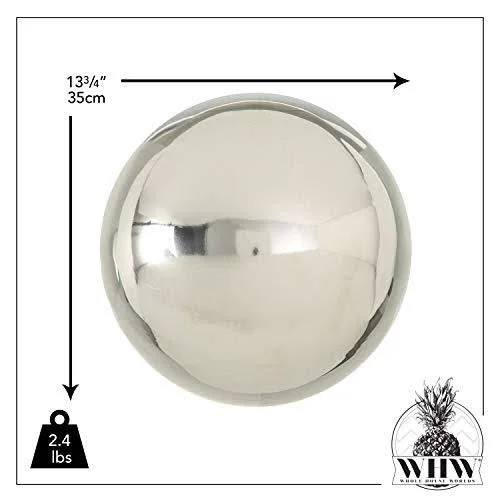 The Crosby Street Stainless Steel Gazing Ball for Garden and Home - 13 Inches in Diameter by Whole House Worlds