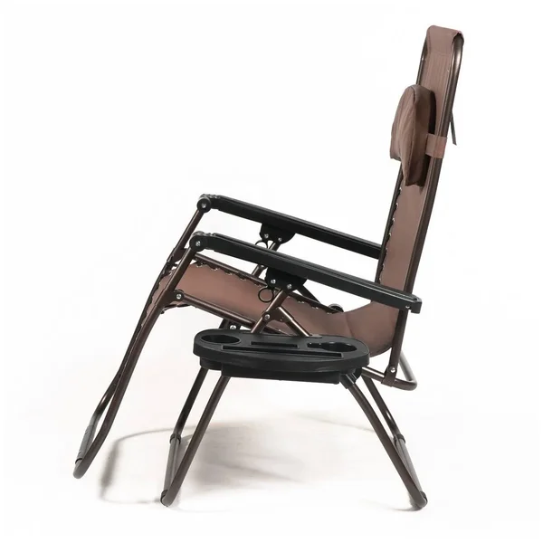 Belleze Case of (2) XL Oversized Zero Gravity Chairs Foldable Recliner Lounge Padded with Pillow Drink Cup Holder, Brown