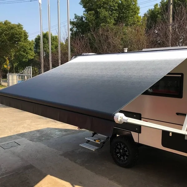 Aleko 12&x8& Retractable RV/Patio Awning, Burgundy Fade Color, Red