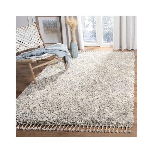 Safavieh PLX434F-3 3 x 5 ft. Pro Lux Shag Rectangle Area Rug Grey & Cream