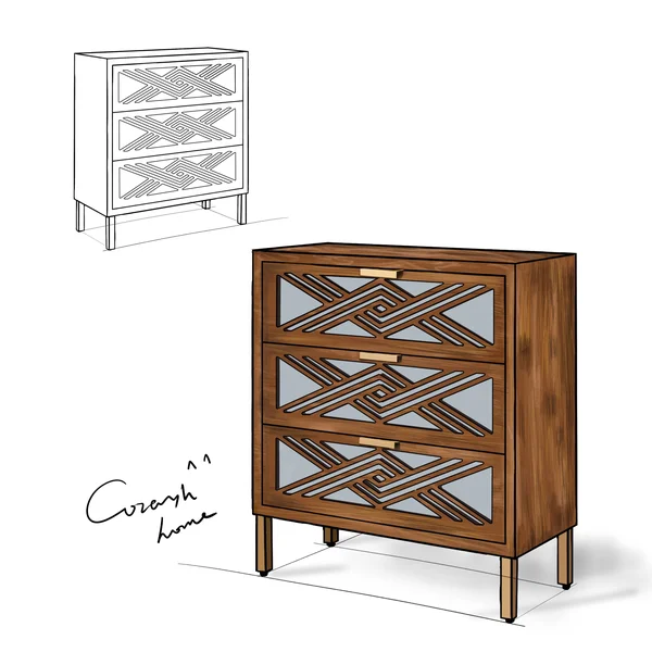 COZAYH 3-Drawer Mirror Fronts Accent Dresser - 3-Drawer